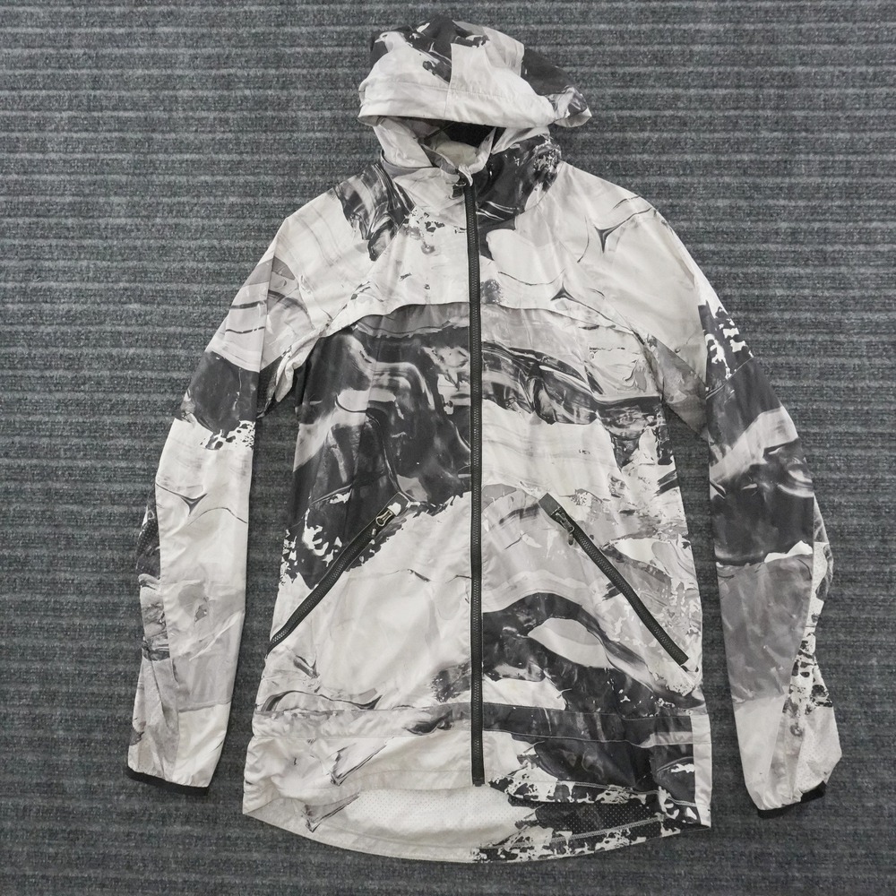 Lululemon Miss Misty II Hooded Windbreaker Jacket 4 White Black Abstract Marble